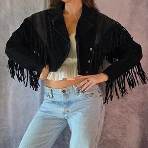 Vintage suede fringe jacket!